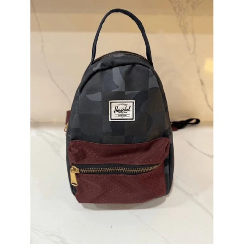 Herschel Nova Mini Backpack Checkerboard Camo Blue Burgundy Small Unisex